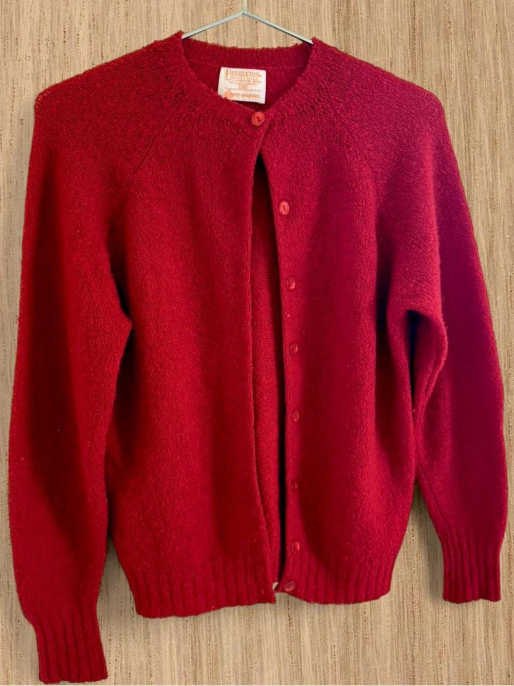 Vintage Pendleton Red Virgin Wool Cardigan Sweater USA Women’s Size 38